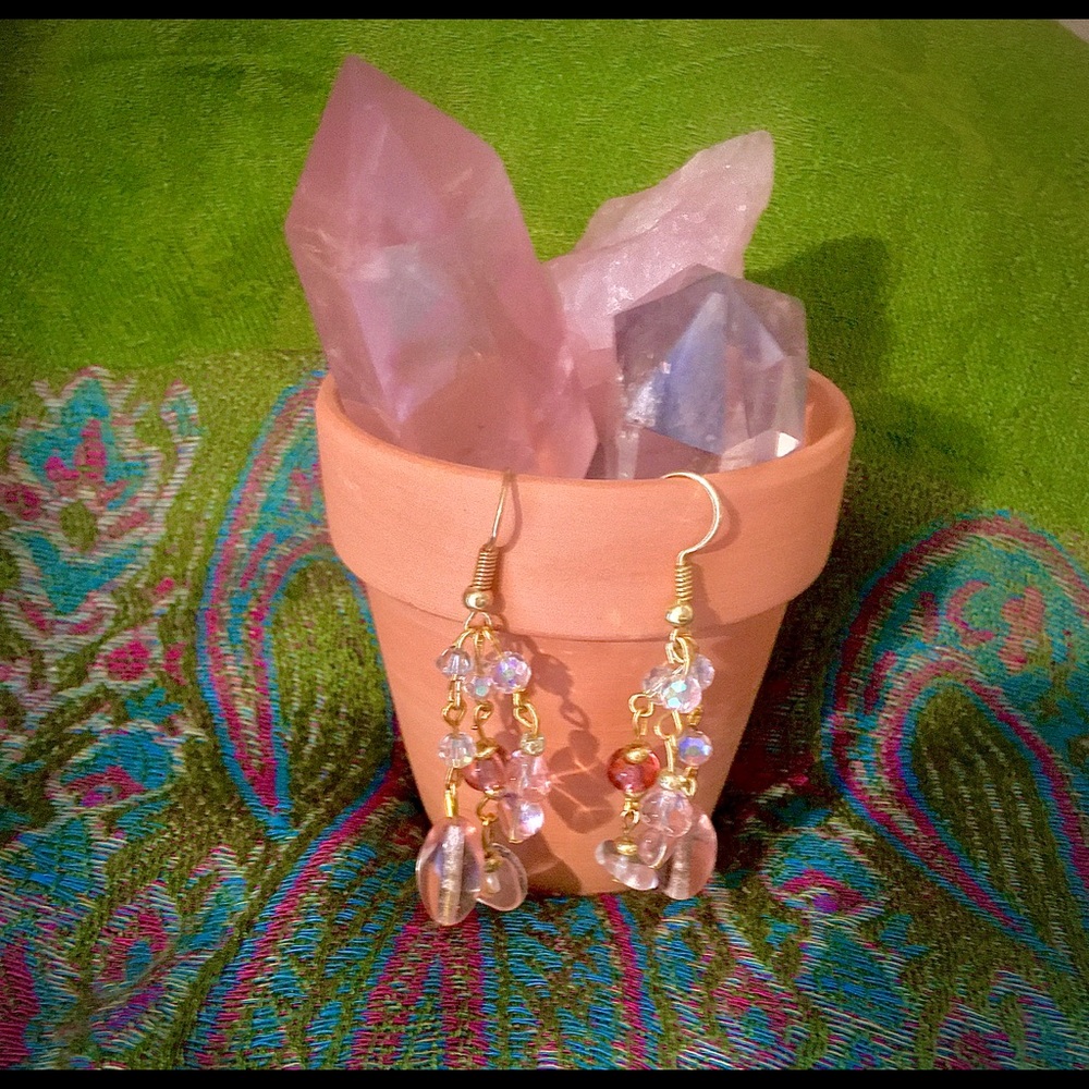 Dangly Clear Quartz & Crystal Earrings